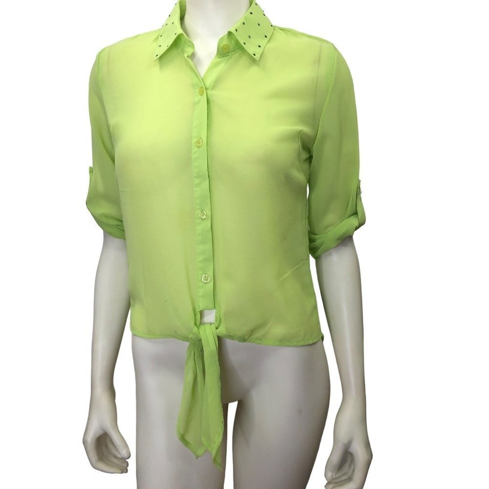 SOULMATES CHIFFON‎ beaded collared 3/4 SLEEVE BLOUSE SM NEW WITH TAG